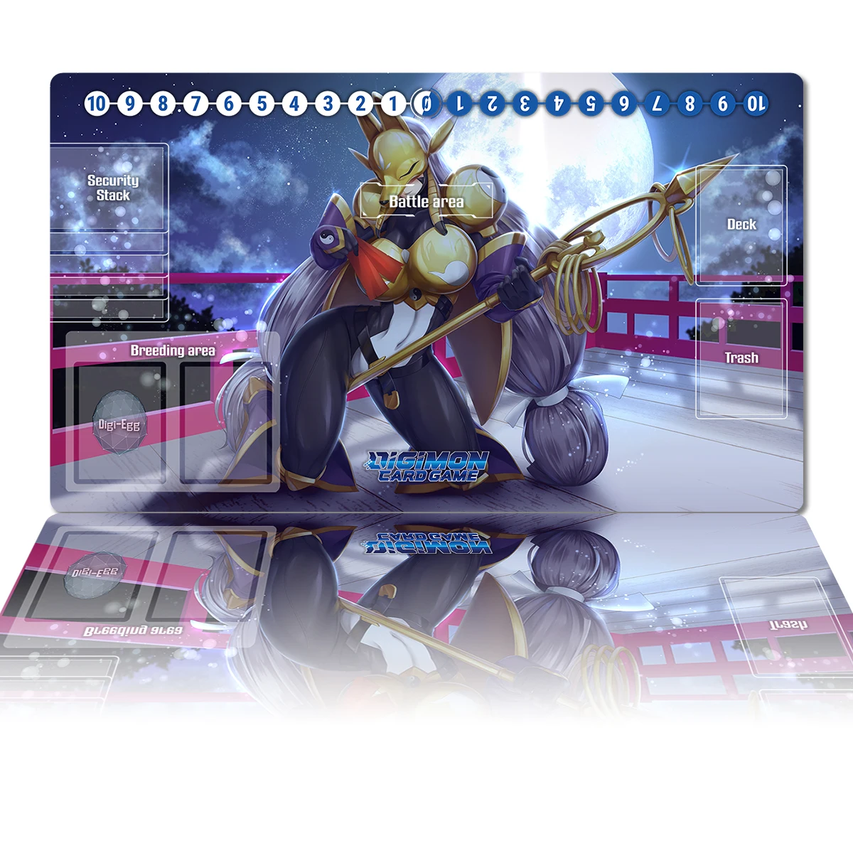 Digimon Playmat Sakuyamon TCG CCG Card Game Board Game Mat Anime Mouse Pad Custom Desk Mat Gaming Accessories with Zones Bag