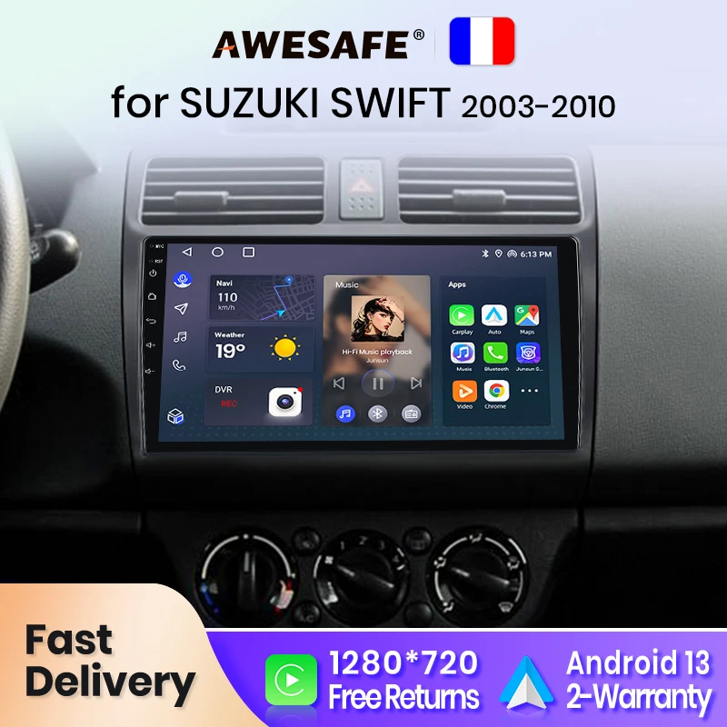 AWESAFE PX9 Car Radio Autoradio for SUZUKI SWIFT 2003-2010   Wireless Carplay Screen Android Auto Stereo GPS Navi FM RDS France