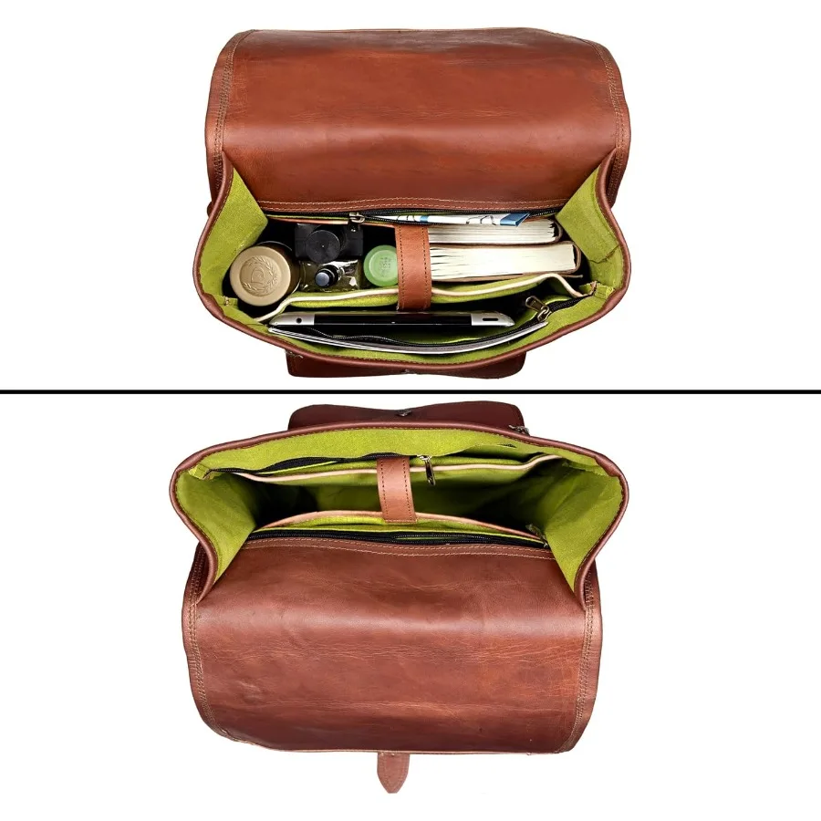 حقيبة ظهر كلاسيكية للكمبيوتر المحمول مصنوعة يدويًا من الجلد المحبب بالكامل ذات جودة عالية وحقيبة ظهر جلدية كلاسيكية ساحرة للرجال والنساء