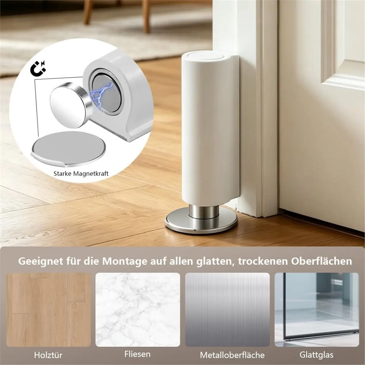 A662K Magnetic Door Stoppers Door Stopper,Door Holder,Wind-Resistant White Door Stopper for Interior Doors,Home SUMMER