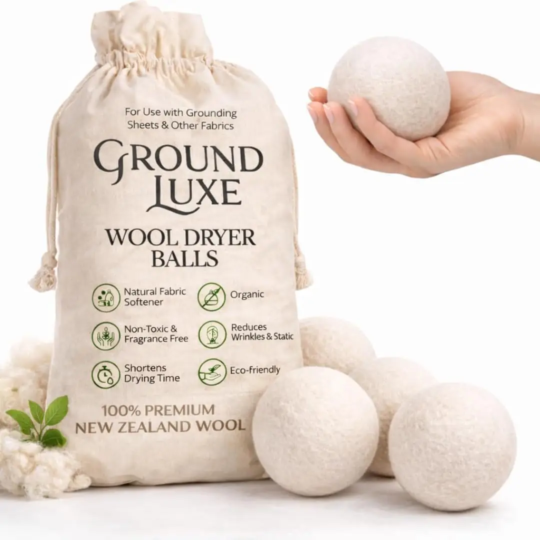 

100% Organic New Zealand Wool Dryer Balls, 6-Pack, Reusable, Reduce Drying Time, Natural Fabric Softener, Wrinkle & Static