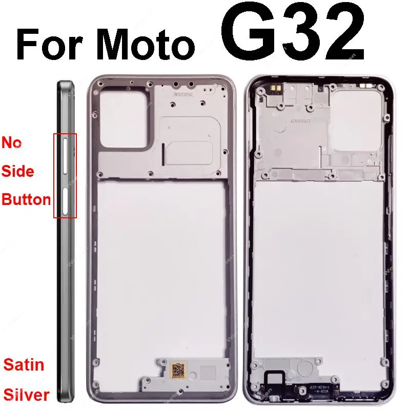 Middle Housing Frame Cover For Motorola MOTO G32 Middle Frame Bezel Without Side Button No Lens Frame Replacement Repair Parts