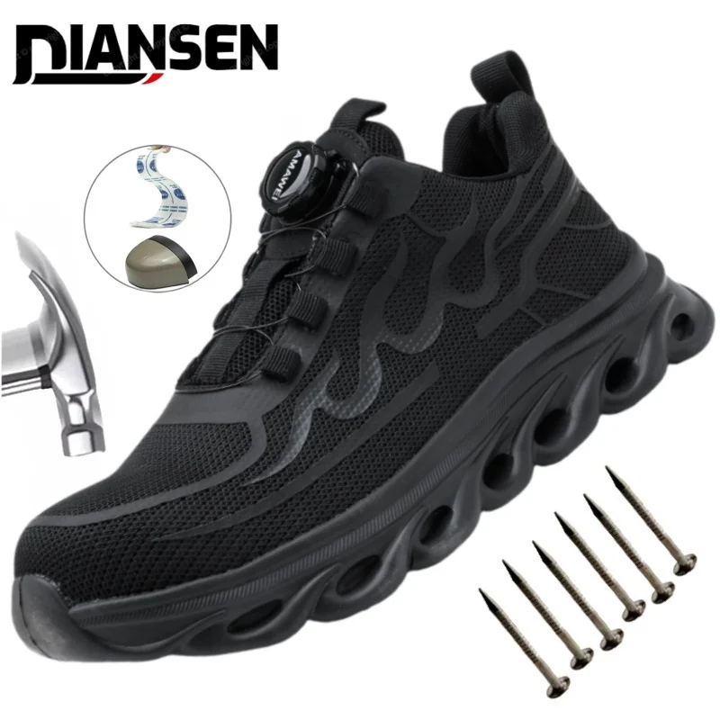 

Men Safety Boots With Steel Toe Cap Anti-smash Work Sneakers Safety Shoes Men Indestructible Work Hiking Warehouse Mining Shoes