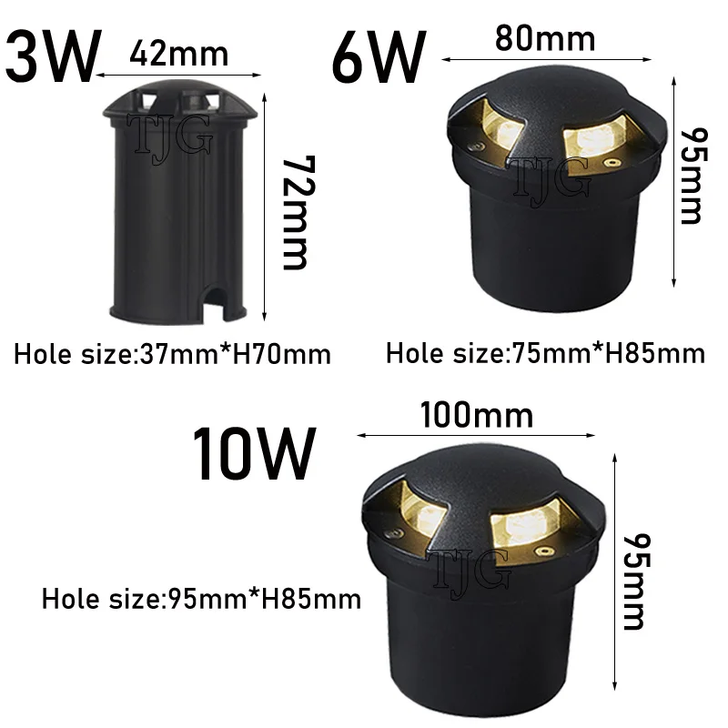 Regulable 3W 5W 10W luz LED de jardín IP67 AC110V 220V DC12V focos lámpara subterránea empotrada al aire libre iluminación de paisaje de suelo