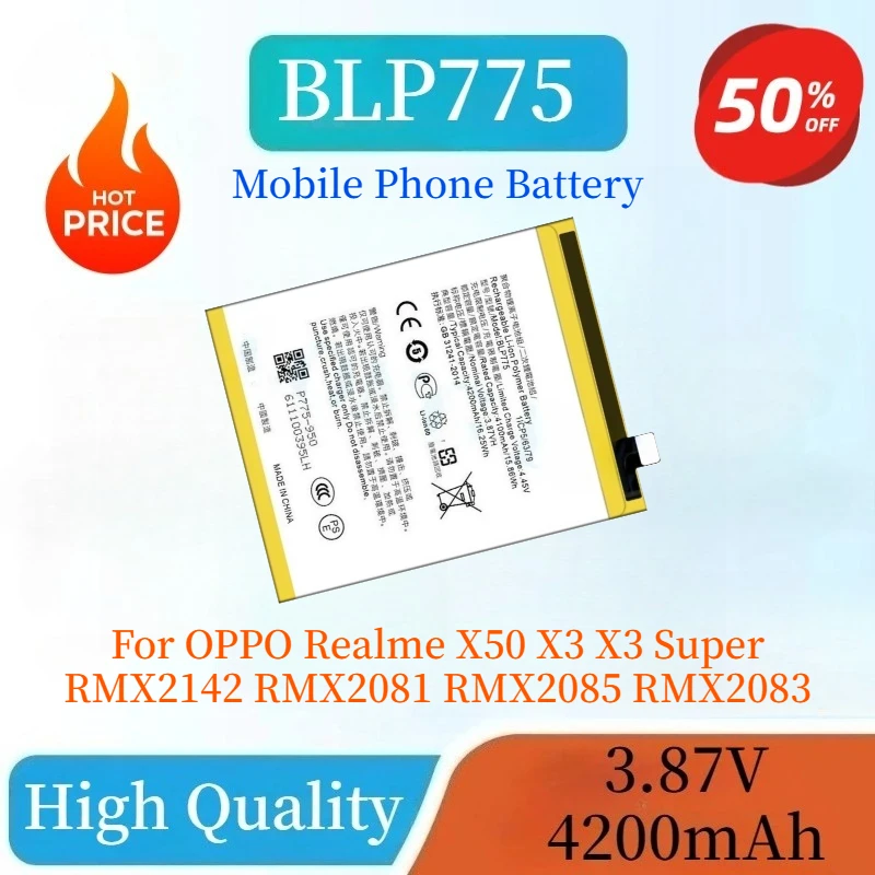 

High Quality BLP775 Phone Battery 4200mAh for OPPO Realme X50 X3 X3 Super RMX2142 RMX2081 RMX2085 RMX2083 Replacement Batteries