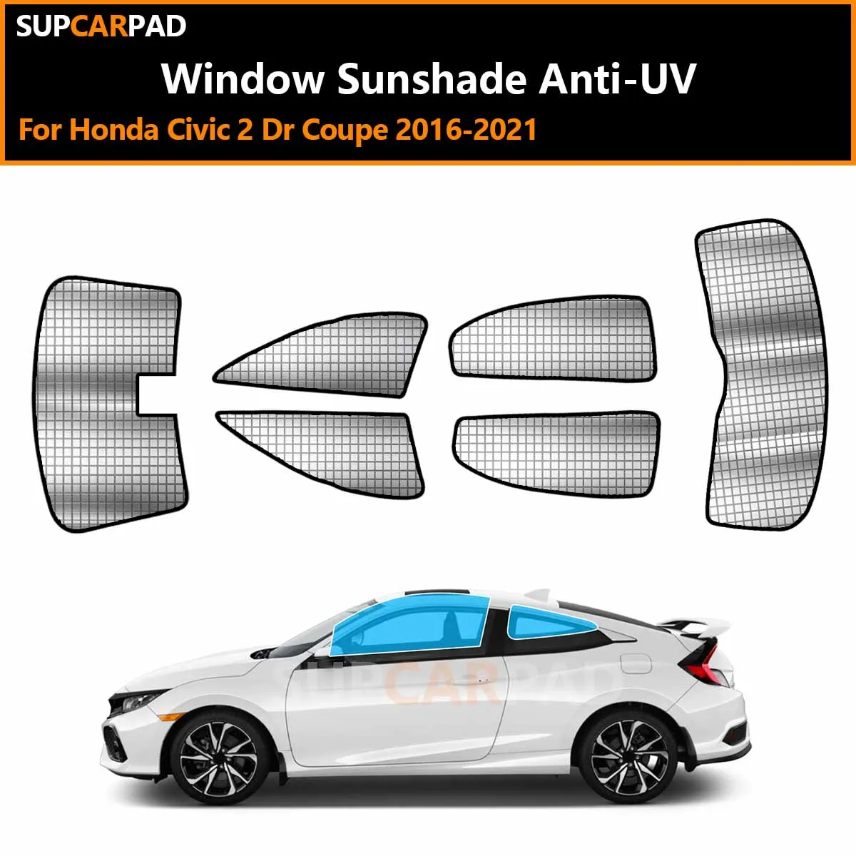 

Солнцезащитные шторки для окон автомобиля Honda Civic 2 Dr Coupe 2016-2021, изготовленные на заказ, с защитой от ультрафиолета, аксессуары для защиты от солнца