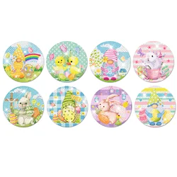 8pcs/box Easter Chicken DIY Diamond Painting Coasters with Holder For Drinks Coaster Diamond Art Kits Adults Gifts Diamond Craft