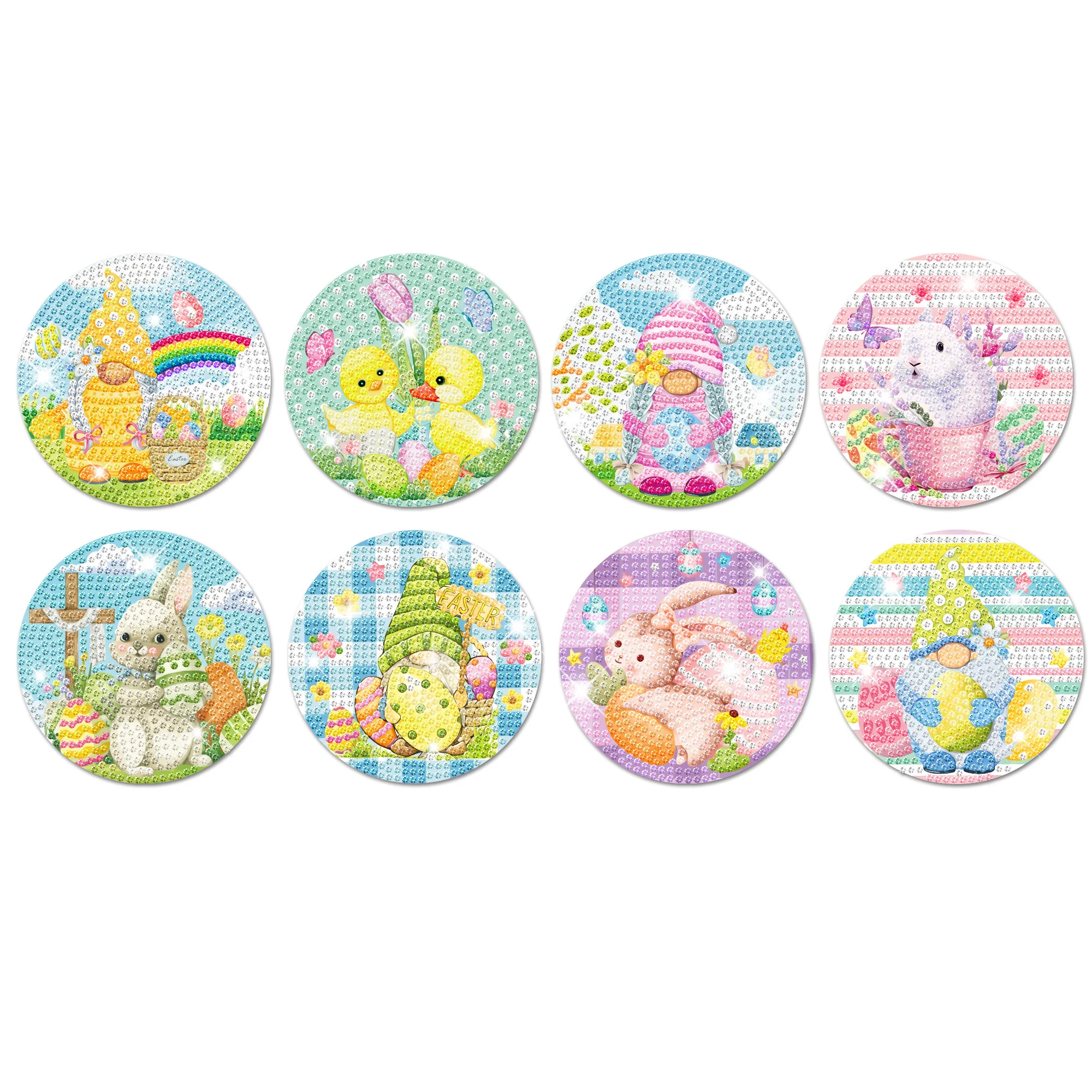 8pcs/box Easter Chicken DIY Diamond Painting Coasters with Holder For Drinks Coaster Diamond Art Kits Adults Gifts Diamond Craft