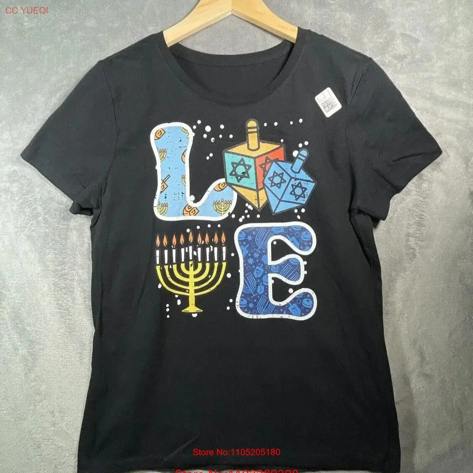 Hanukkah Love Menorah T Shirt Women s M Star of David Jerusalem Jewish Holiday vintage Washed designer clothes Breathable homme