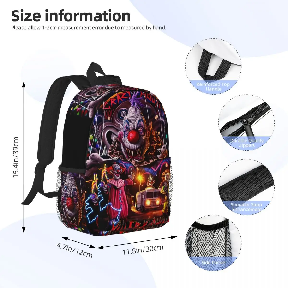 Killer Klowns From Outer Space Backpack Student BookBag Children School Bag Computer Shoulder Bags for Men Women
