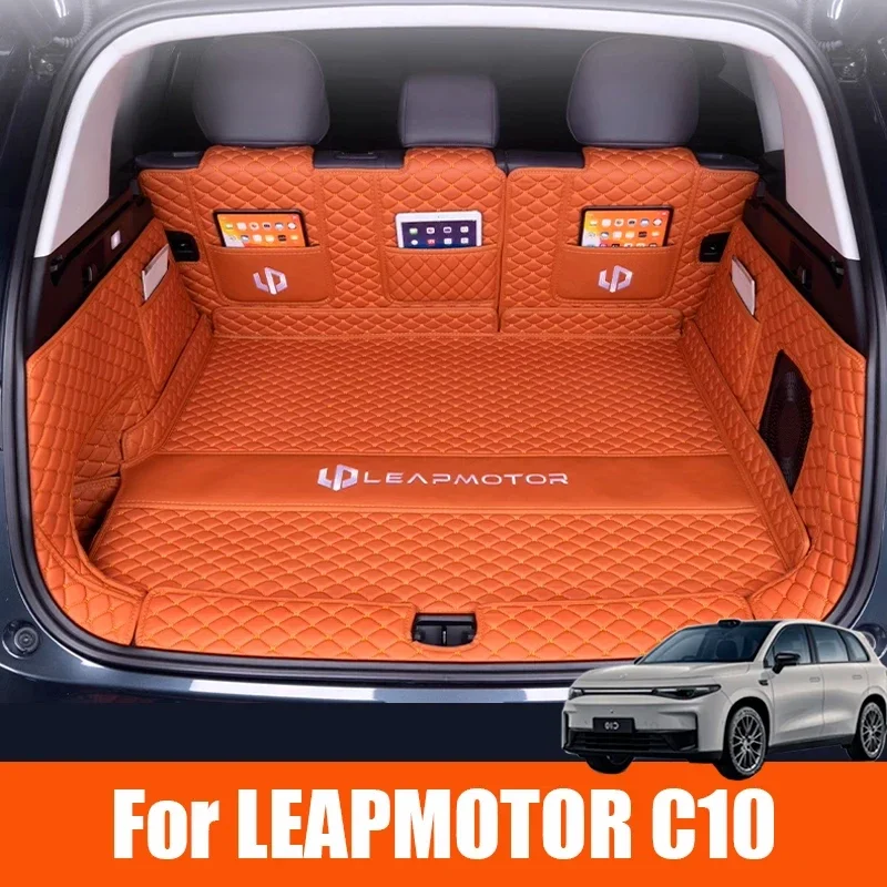 For Leapmotor C10 2024 2025 Car Trunk Mats Leather Durable Cargo Liner Boot Special Dedicated Surrounded Carpets Accessories
