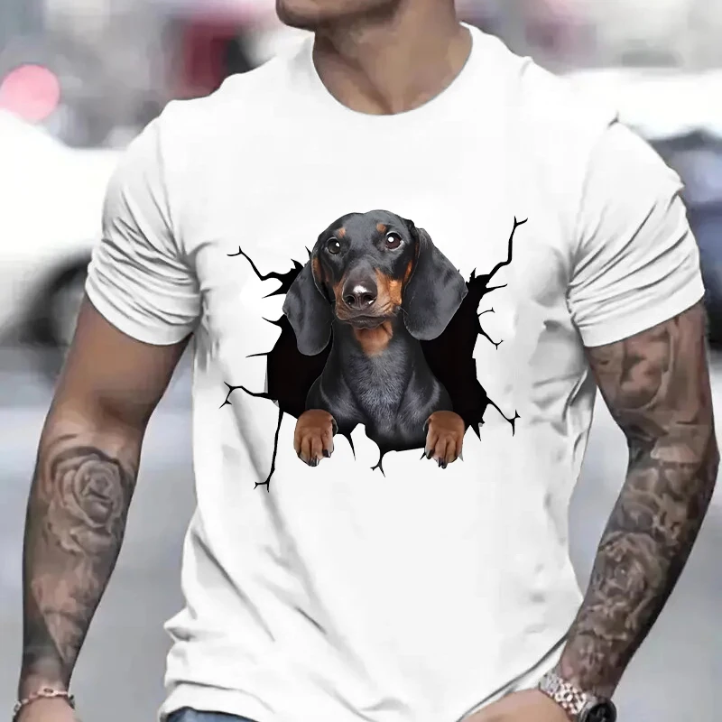 

3D Animal Dog Print T-Shirt for Men Fashion Graphic Tops Hip Hop Streetwear Harajuku Short Sleeve Tees Male Oversized Clothing