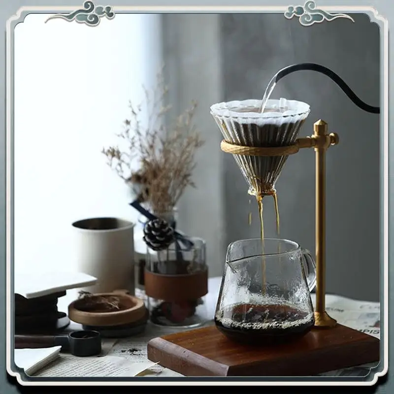 Support de goutteur de café Durable, support de filtre à café réglable avec Base en bois