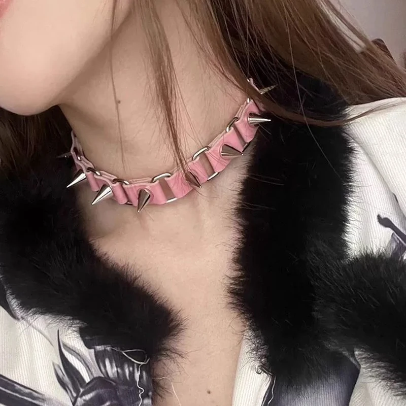 New Punk Gothic Rivet Choker Necklaces for Women Harajuku Collar Black PU Leather Sexy Necklace Chocker Jewelry Gifts for Girl