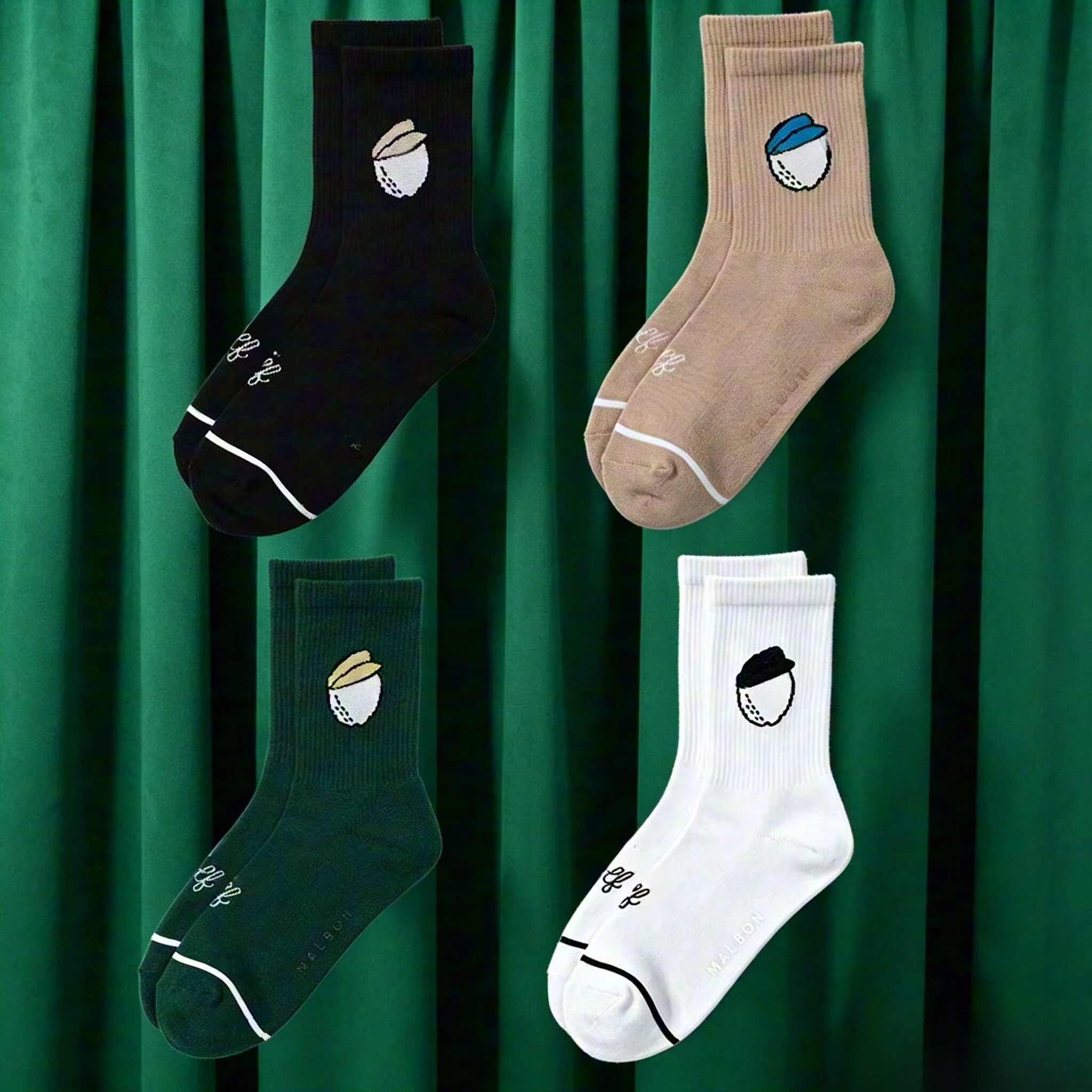 Summer Golf Sports Socks Unisex Embroidered Athletic Socks Breathable Sweat Absorbing Comfortable Golf Crew Socks
