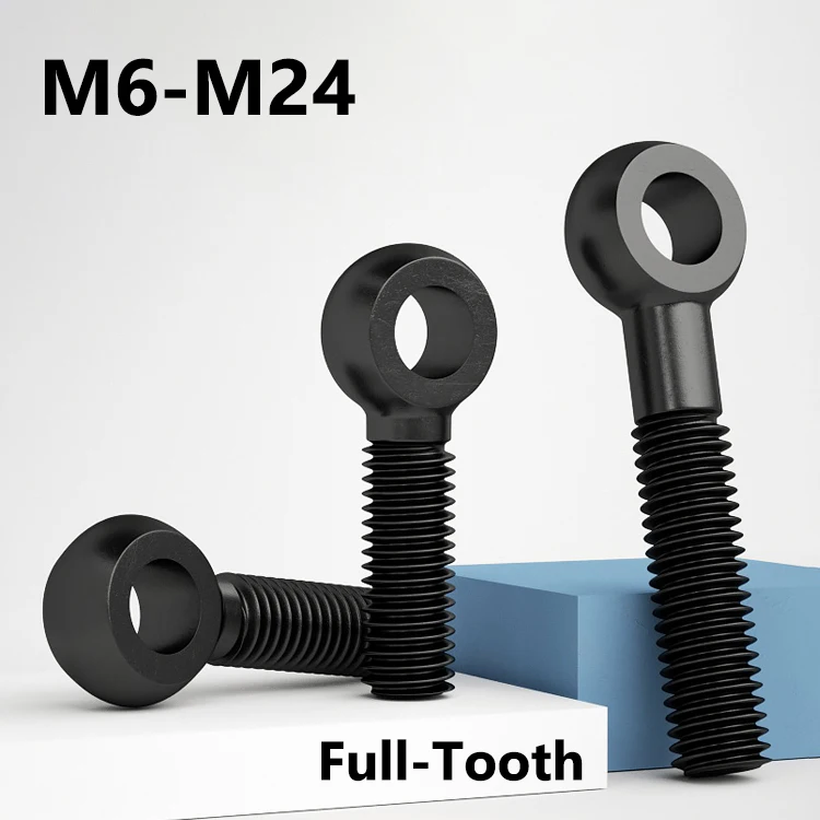 Black Carbon Steel Eye Bolts M6 M8 M10 M12 M16 M18 M20 M24 Lifting Swing Articulated Bolts for Machinery Fasteners