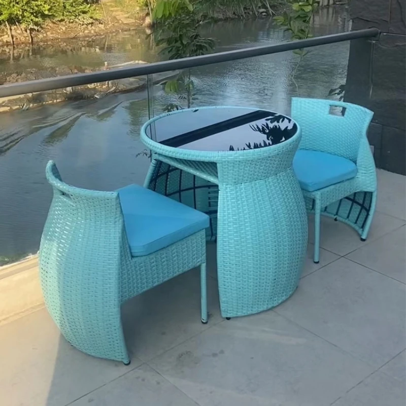 

Balcony small table and chair combination rattan chair coffee table three piece set