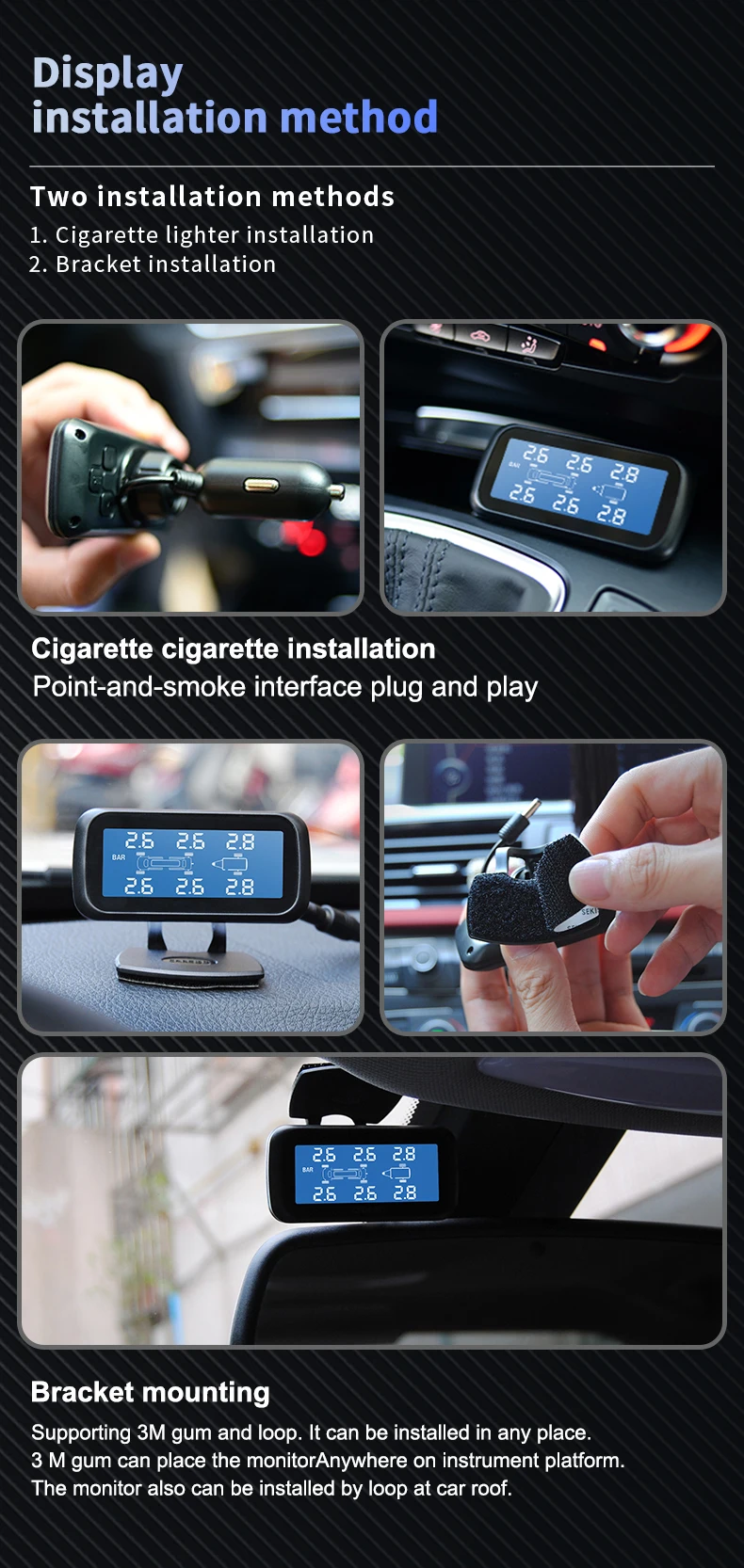 Factory Direct Selling Wireless Radio Frequency Truck Universal 6 Wheel Tire Pressure Monitoring System Cigarette Lighter Style
