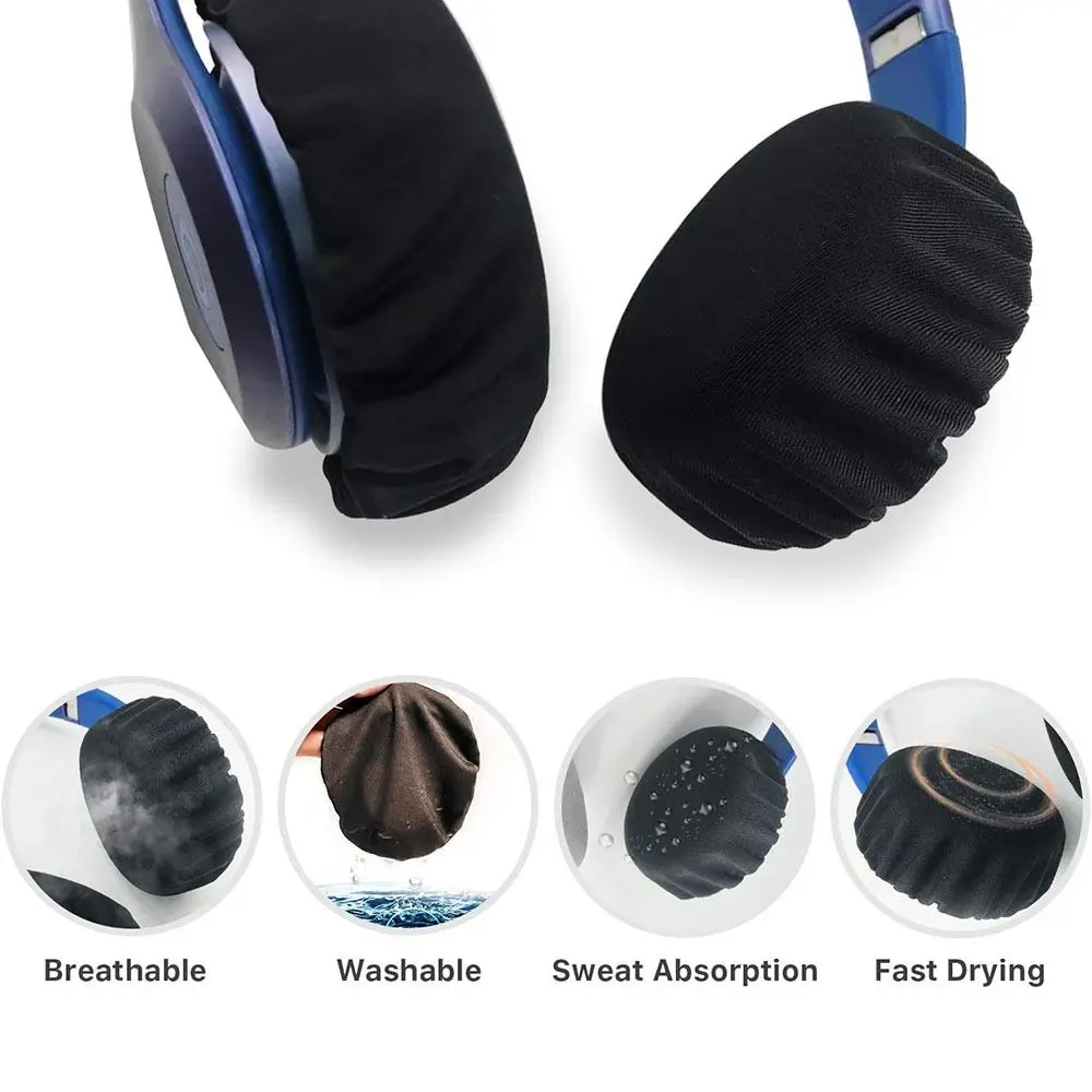 4 Pairs Elastic Lycra Earpad Covers Headphone Covers Stretchable and Washable Sanitary Earcup Protectors