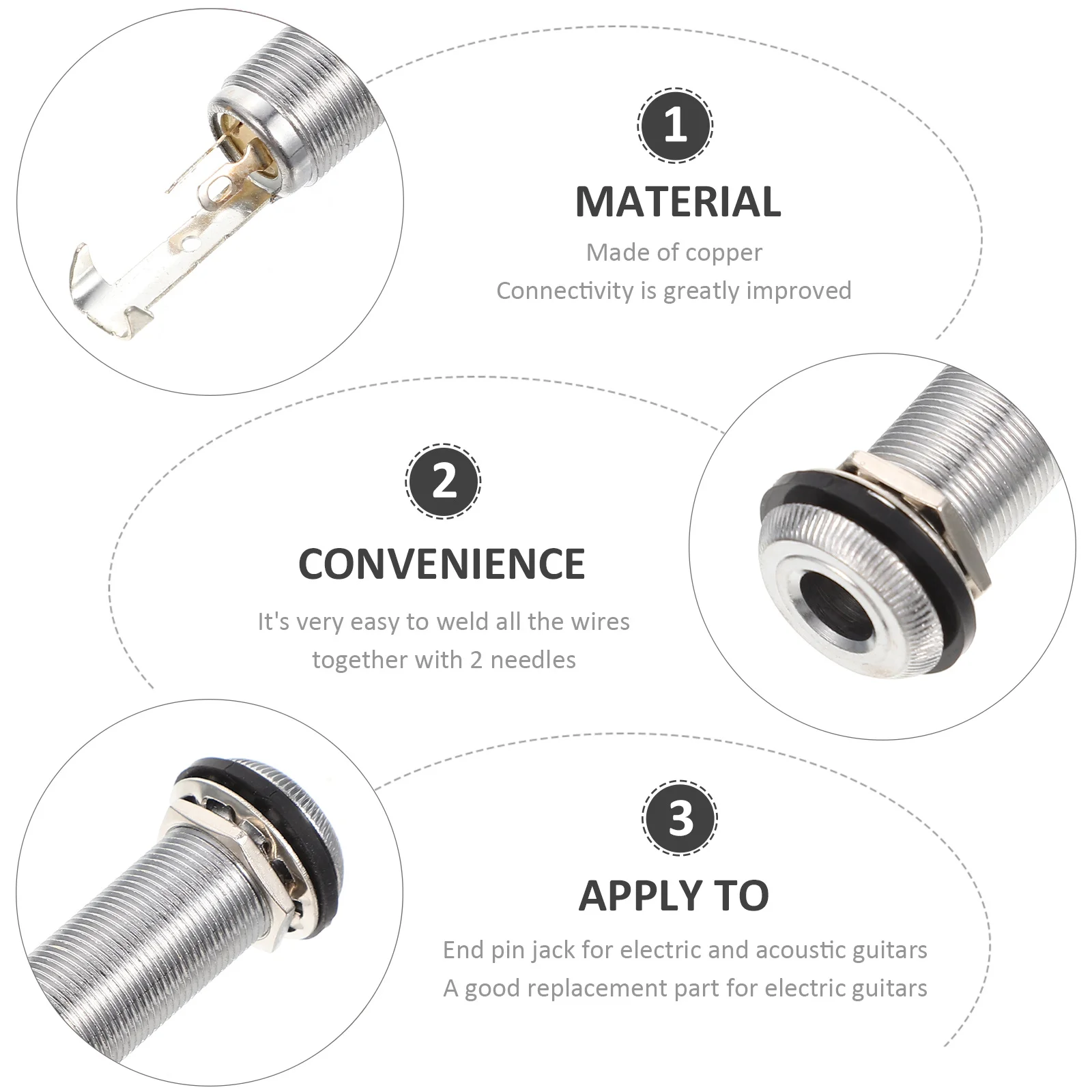 

Electric Bass Jack Output Socket Durable Barrel Cylinder For Electric Acoustic Guitar Replacement Instrument Part