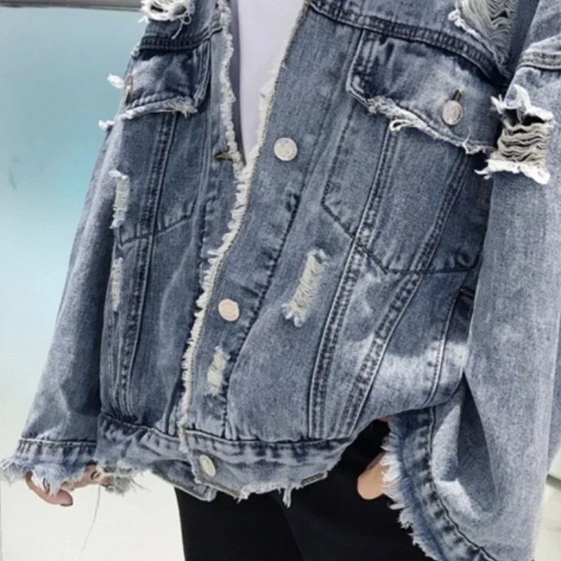 Spring Autumn Jacket Retro Hop Style Denim Jacket with Multi Pockets Plus Size Fit for Men Streetwear Coat for A Stylish Look