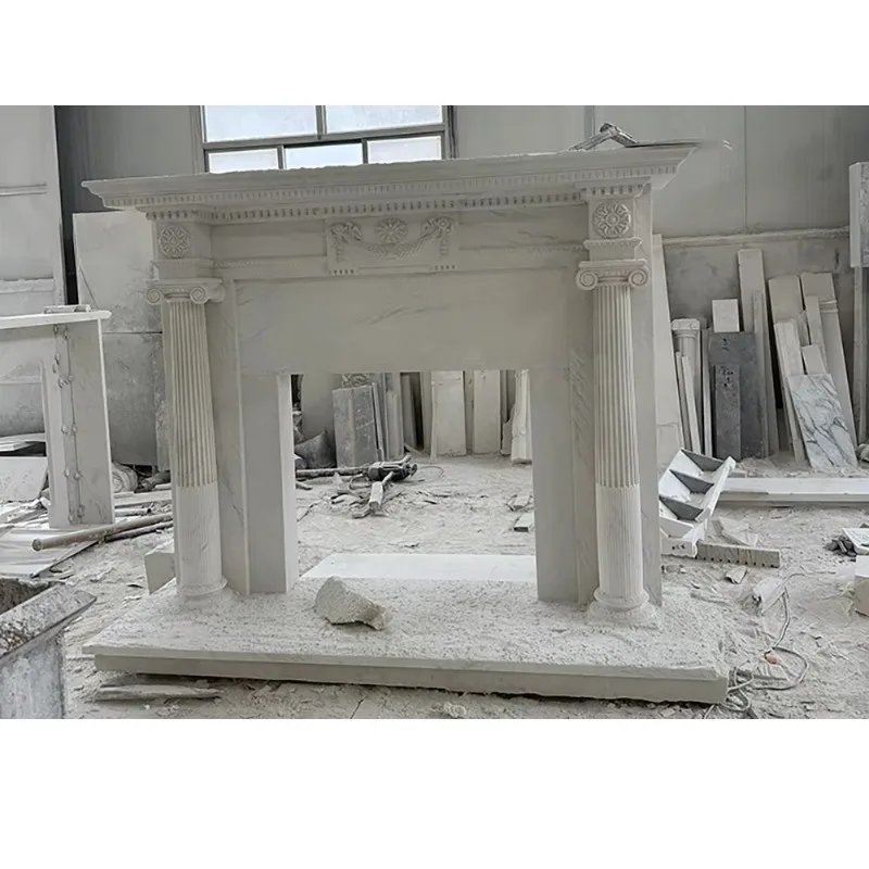 Stone Marble Fireplace Hand-carved Natural Marble Fireplace Applied to Indoor Villa Decoration wjr
