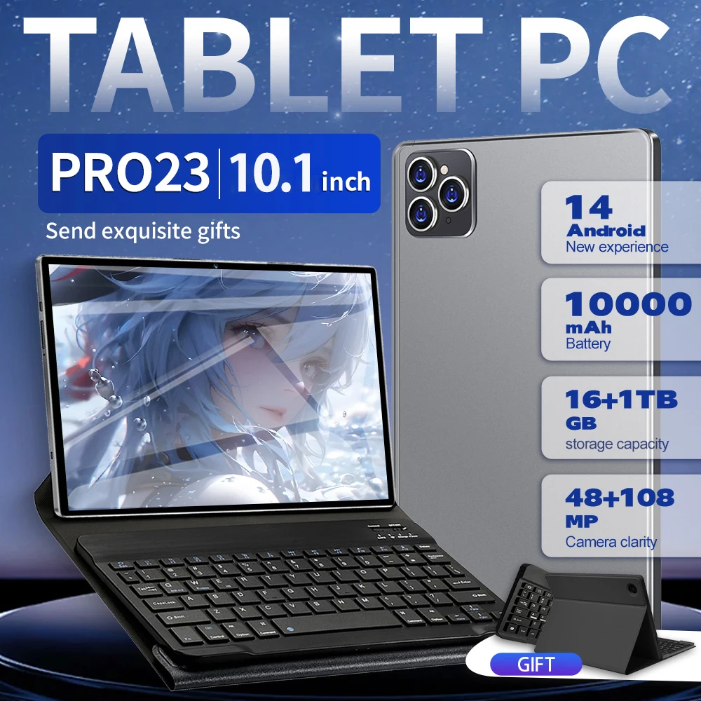 

2025 Tablet Pro 23 Android 13.0 Brand New 10.1 inch 16GB RAM 1024GB ROM Tablets 48MP 10000mAh 10Core WIFI Bluetooth Network Tab