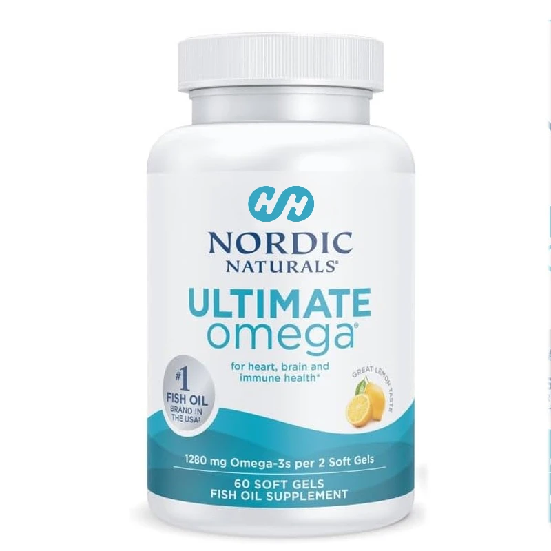 Ultimate Omega Soft Capsules - Concentrated Omega 3 60 Capsules Fish Oil Supplement Rich in DHA&EPA - No Fishy or Lemon Flavor,