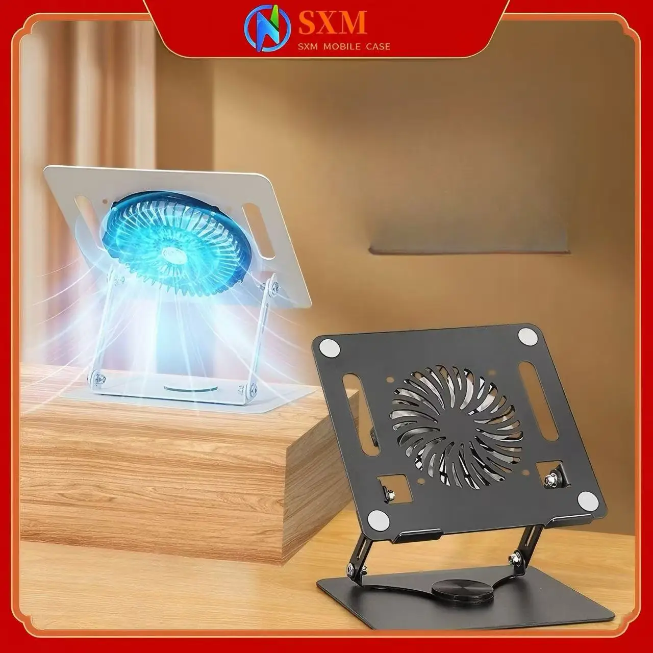 360 degree rotating laptop stand, cooling fan, computer stand, lifting, folding, elevated metal support frame