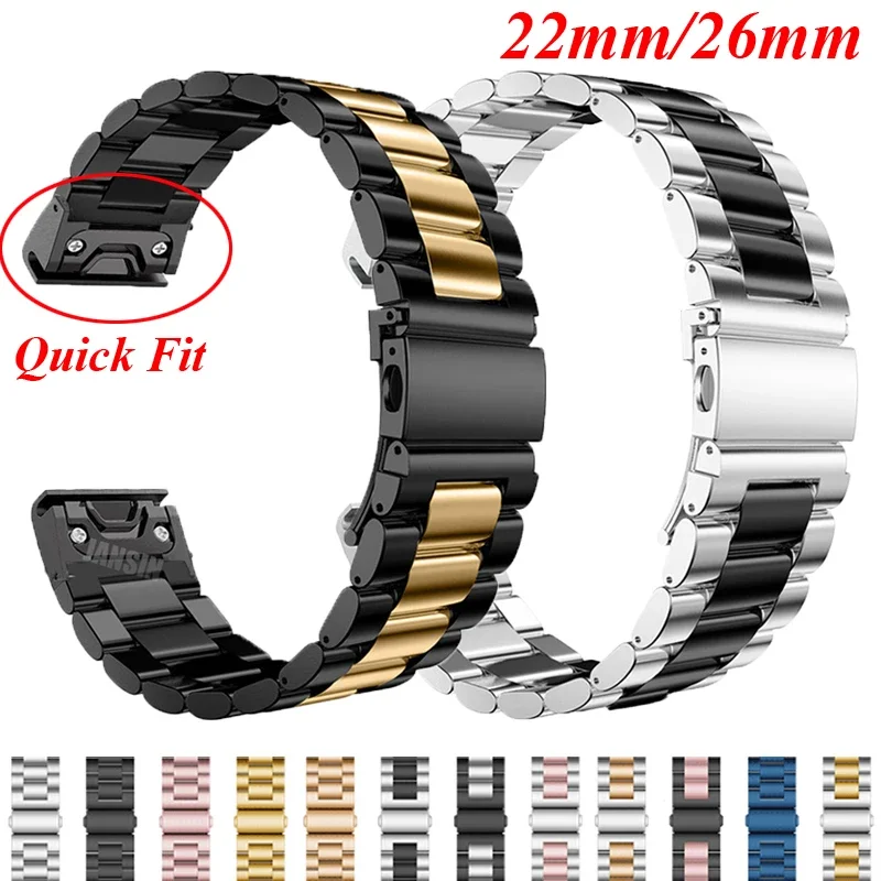

26mm 22mm Metal Watch Band For Garmin Fenix 8 7 7X 6 6X Pro 5 5S 5X Plus 3HR Stainless Steel Quick Release Easyfit Wrist Strap
