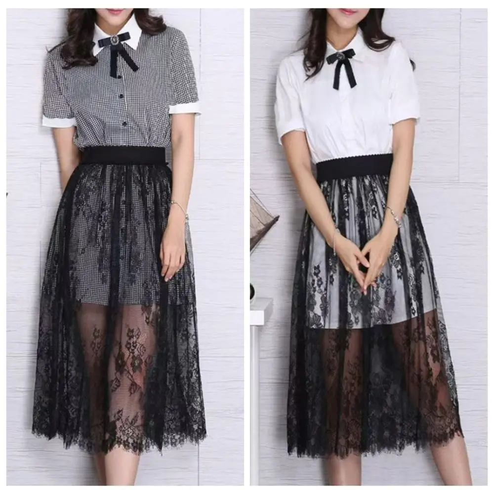 Fashion Flower Lace Underskirt Slips Anti-glare Cheongsam Safety Skirt Petticoat Loose Streetwear Lining Petticoat Women Summer