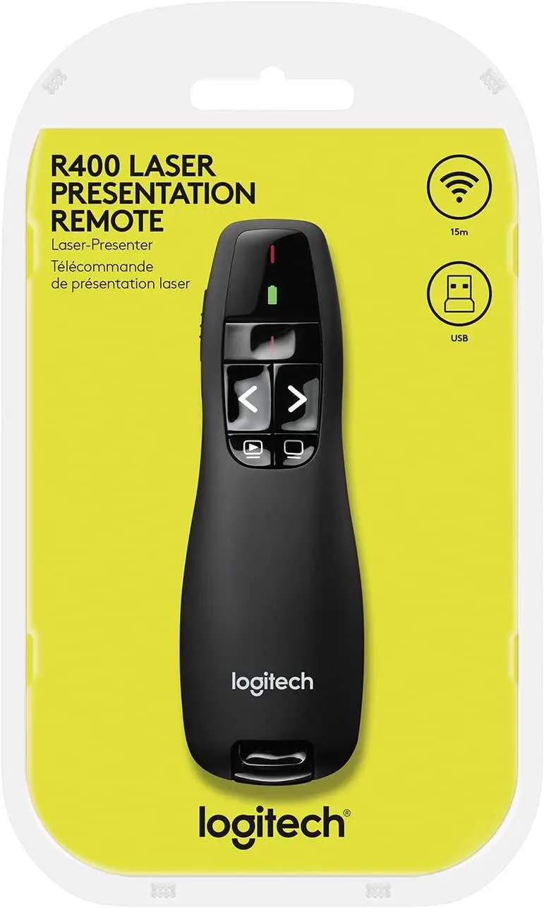 Logitech R400 Presentation 2.4 GHz Wireless Presenter IR PPT Presenter Pen 650nm remote Control