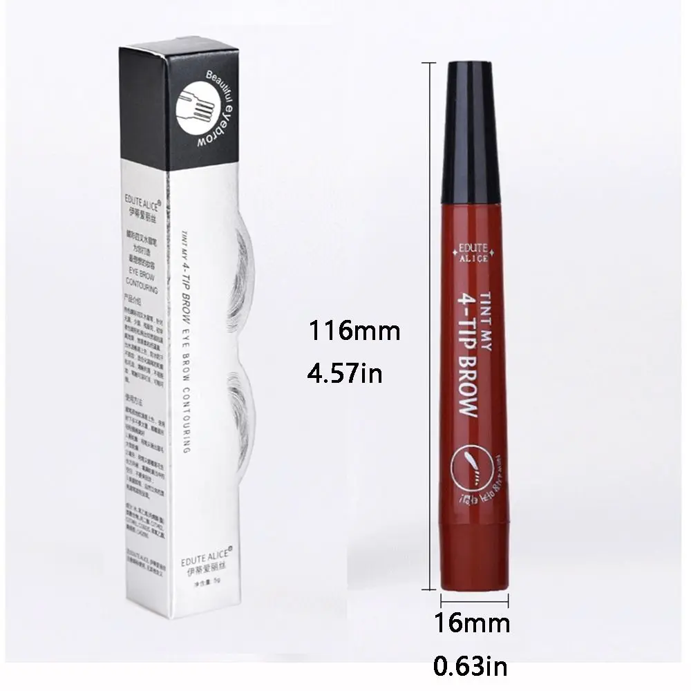 Four-Headed Eyebrow Pencil Waterproof Sweat-Proof Non-Fading Black Brown Liquid Eyebrow Pencil  4-Fork Eyebrow Pencil