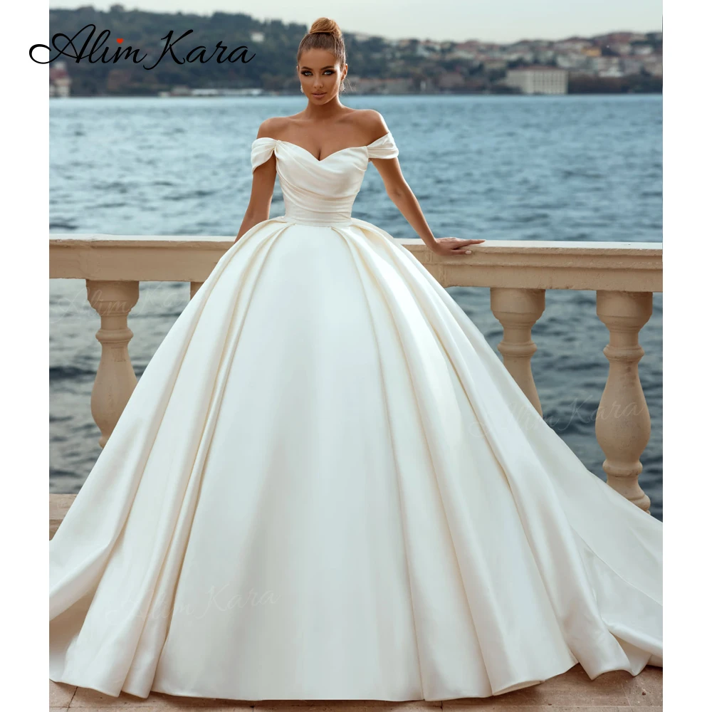 strapless open back dress Elegant Luxury Off-The-Shoulder Ball Gown Wedding Dress With 3D Floral Champagne / 16 main image 1