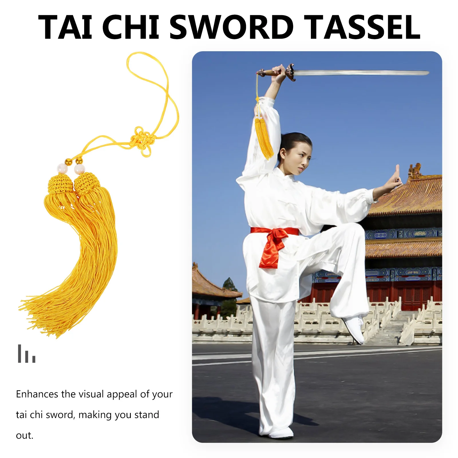 

Sword Tassel Tail Hanging Vibrant Color Decor for Tai Chi Chinese Martial Arts Training Competition Sword Tassel