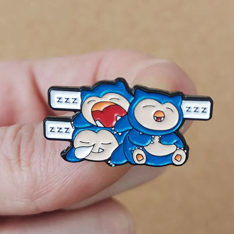 Pokemon Snorlax Sleep Enamel Pin Brooch for Women Cartoon Lapel Pins Badges on Backpack Clothing Accessories Jewelry Gifts