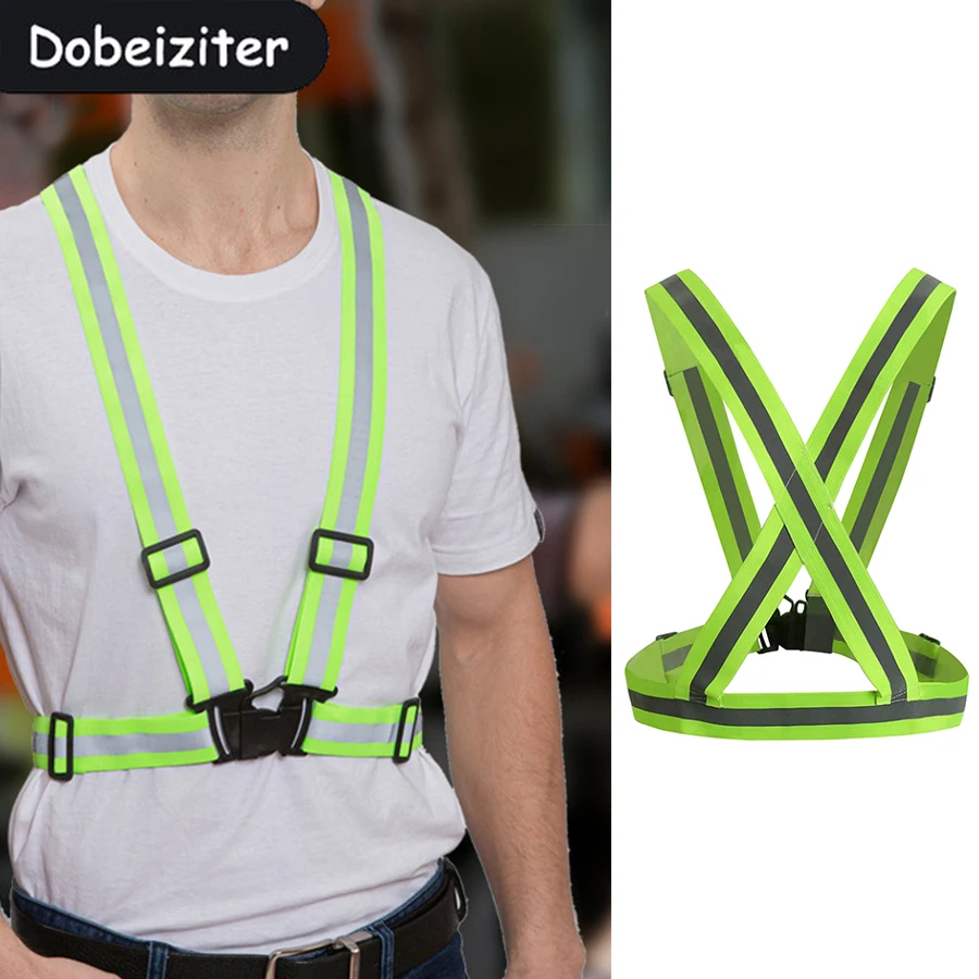 Unisex Motorcycle Reflective Vest Durable Clothing Adjustable Safety Elasticity For Night Running Cycling Walking Universal