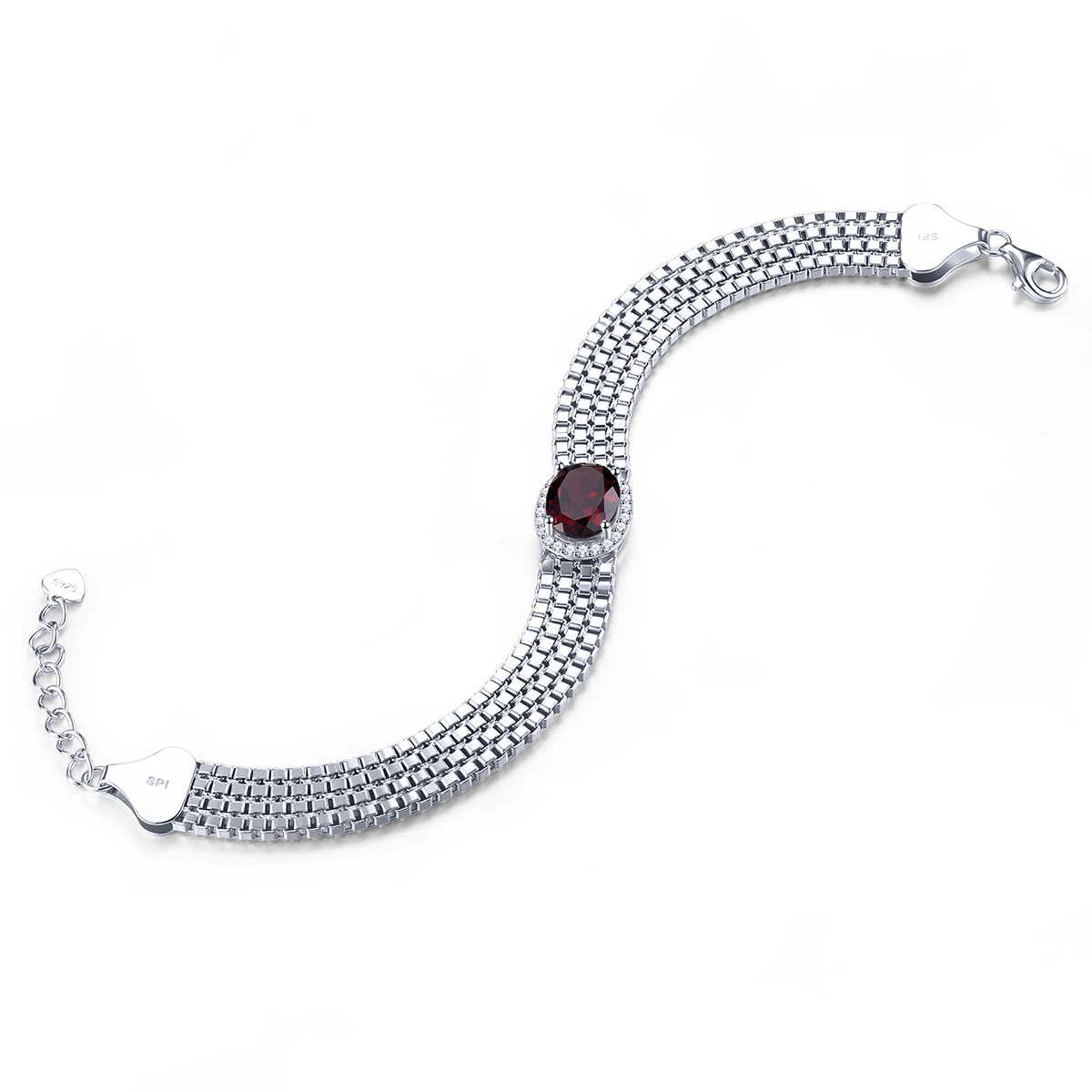 

Genuine 3 Carats Sterling Silver 925 Garnet Bracelet Natural Garnet Bracelet Oval Cut Gemstone Garnet Bracelet For Women
