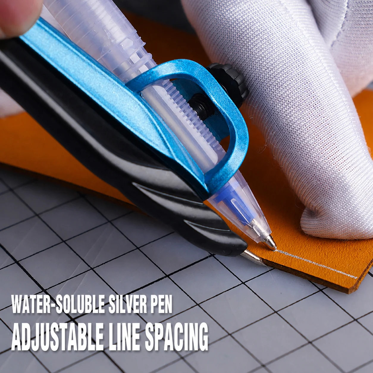 

Adjustable Leather Spacing Gauge Edge Line Marker Scribing Tool for Leather Craft Drawing Layout Marking Pen Holder