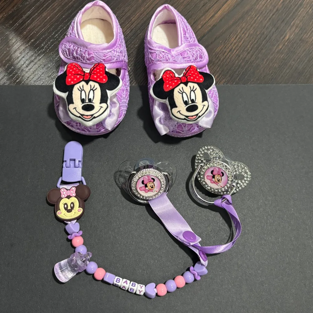 

Baby pacifier & baby clip & baby shoes cute chewable nipples for babies Princess/prince style dazzling set Unique gift