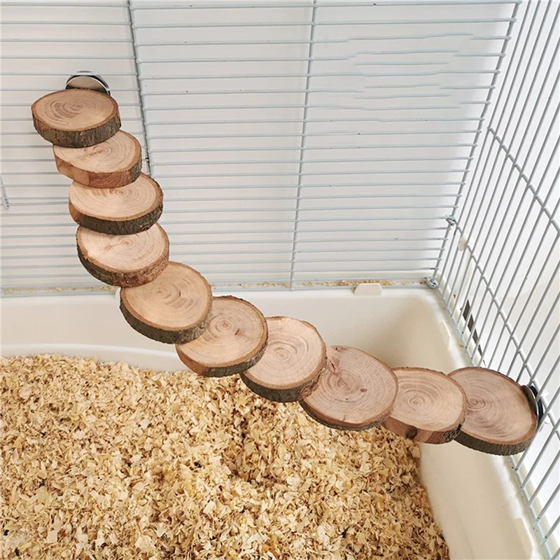 Hamster Wooden Ladder Toy for Cage 10 Steps Wood Climbing Blocks Chew Toy for Guinea Pig Rat Hedgehog Small Pet Cage Accessories