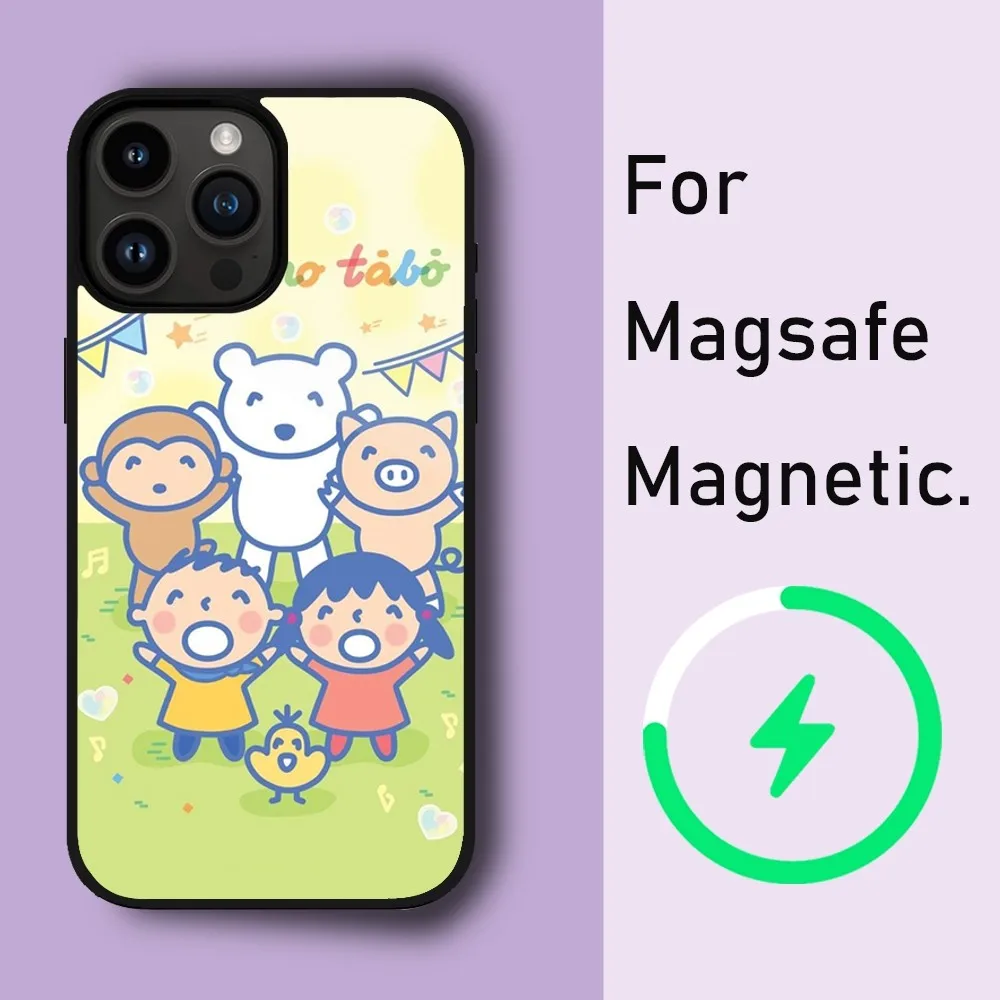 MINISO SANRIO MINNA NO TABO Phone Case For iPhone 15 14 13 12 11 Pro Max Plus Phone Magnetic for Macsafe Cases Cover