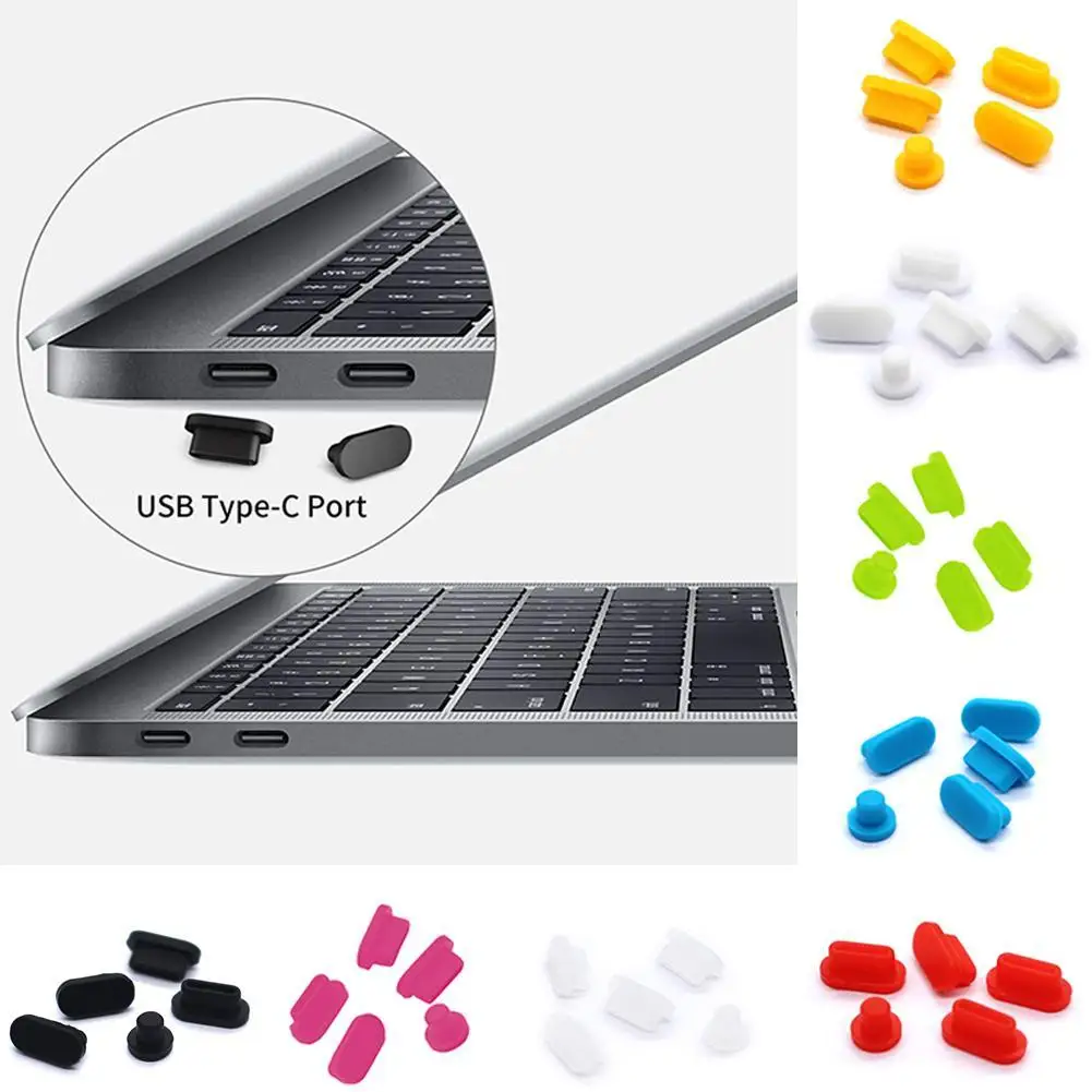 5Pcs Soft Silicon for Macbook New Pro 13 Pro 15 2018 Bar A1989 A1990 Dust Plug USB Ports Anti-Dust Plug