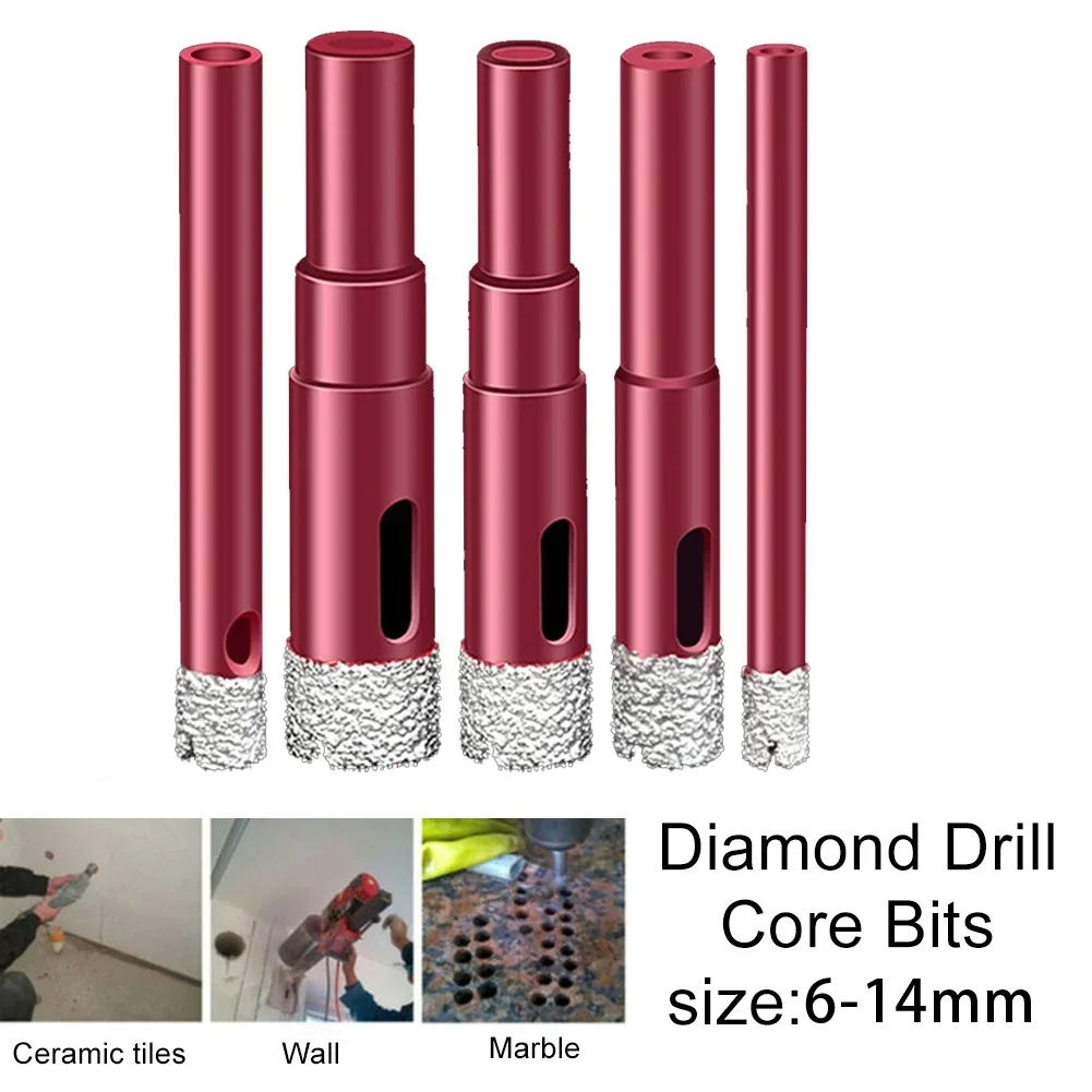 Punte diamantate a secco brasate da 6-14 mm per piastrelle di ceramica, apri fori, granito, marmo, porcellana, gres, sega a tazza, strumenti di perforazione