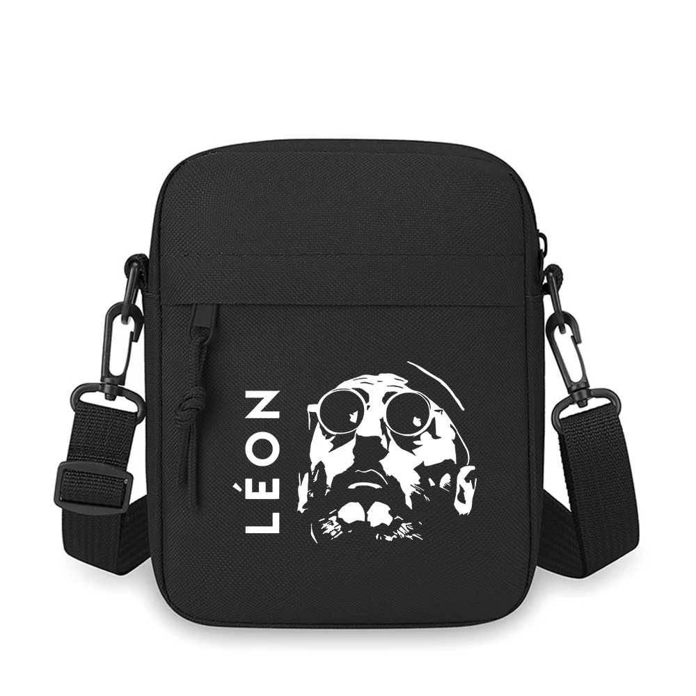 Man round sunglasses black beard Leon Men Crossbody Bag Single Shoulder Women Cartoon Anime Film Printing Design Unisex