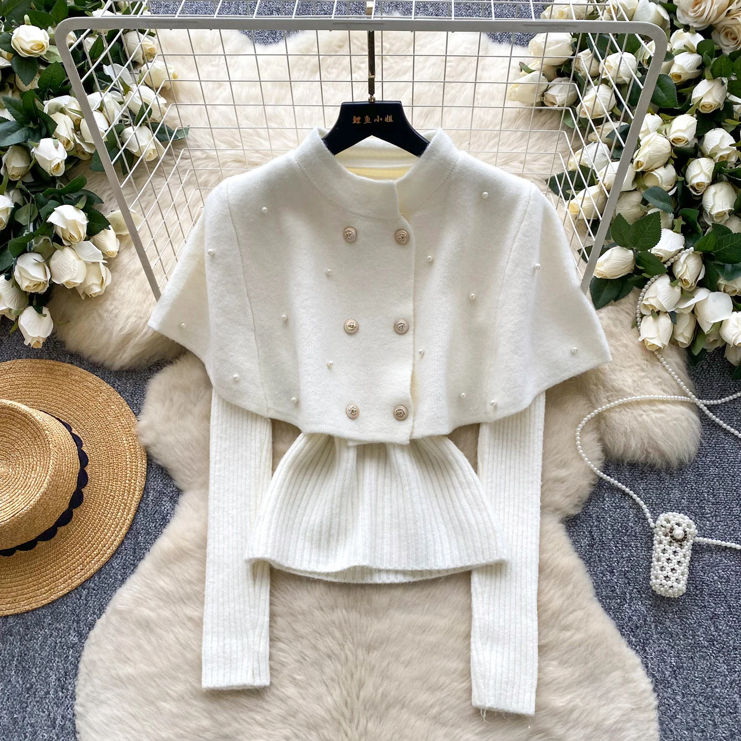 

Женский зимний вязаный двубортный плащ, накидки, женские комплекты свитеров, роскошные элегантные вечерние топы для пожилых людей, формальные рождественские красные топы