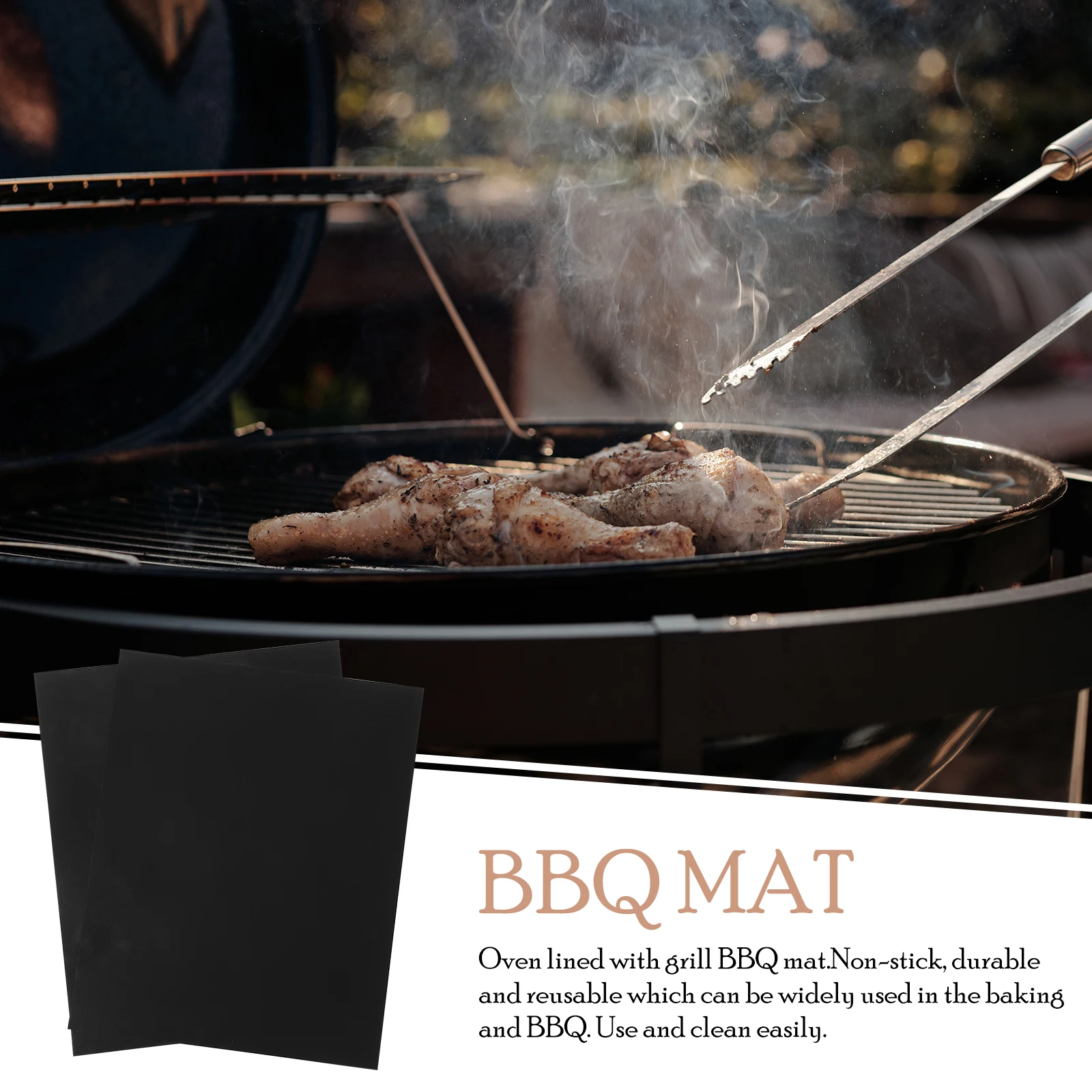 

2pcs Thickened Grill Mat Baking Liner Non-Stick Heat Resistant Silicone Bbq Pad For Baking Cooking Pizza Kebabs Vegetables