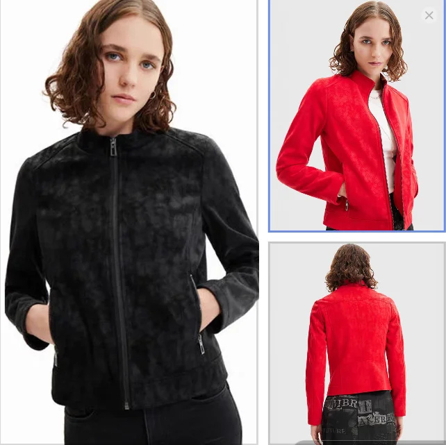 Foreign trade original single Spanish new dark flower stand collar zipper short jacket