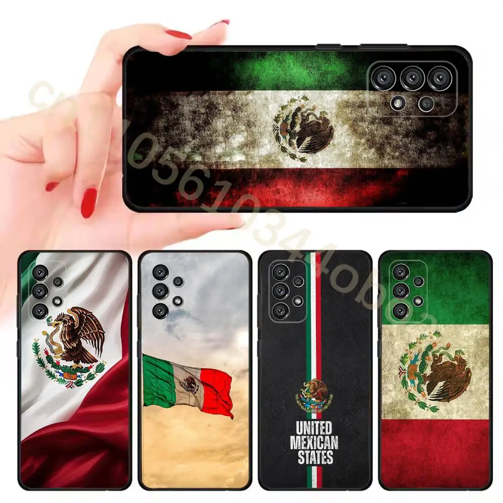 Mexico National Emblem Flag Phone Case For Samsung Galaxy A13,21s,22,31,32,52,53,71,80,A91 Soft Black Cover