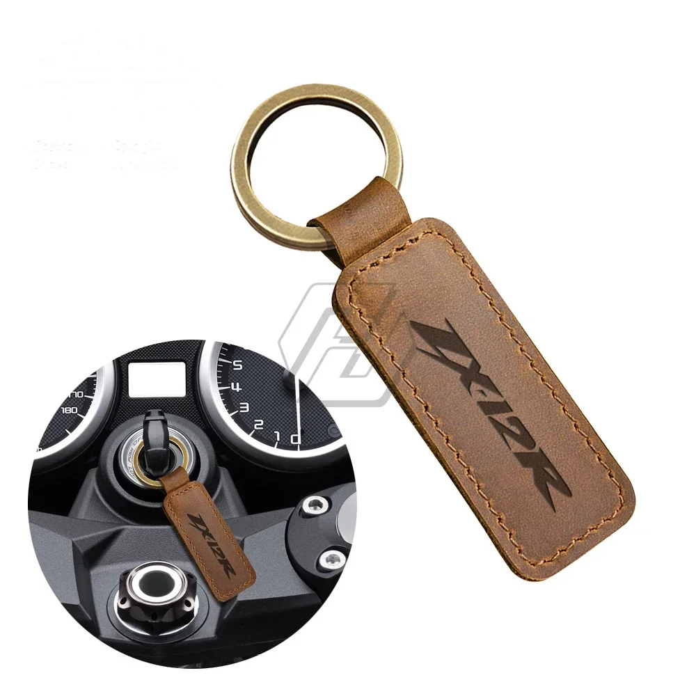 

For Kawasaki ZX12R ZX-12R Key Chain Motorcycle Keychain Cowhide Key Ring